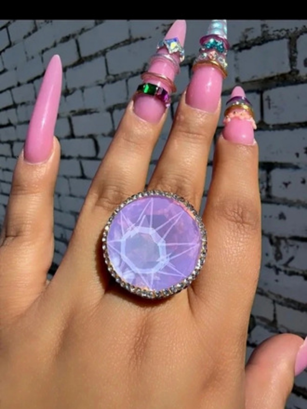 The PETAL CRYSTAL PAVE RING NEW ADJUSTABLE